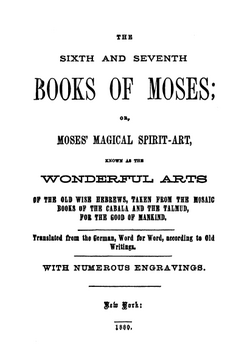 The title page of the 1880 New York edition of The Sixth and Seventh Books of Moses.