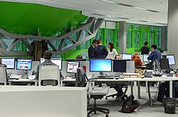 Offices at Euronews headquarters in Lyon, shortly after its opening in 2015