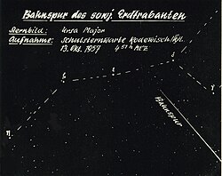 First ground track of Sputnik 1 on 13 October 1957 4:51 from Rodewisch