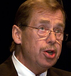 Václav Havel, impresario of civil resistance in the years leading up to the 1989 Velvet Revolution. In April 1991, as President of post-Communist Czechoslovakia, he praised the NATO military alliance; and on 12 March 1999 the Czech Republic (with Havel still as president) joined the alliance. He is seen here on 26 September 2000. Photo: IMF