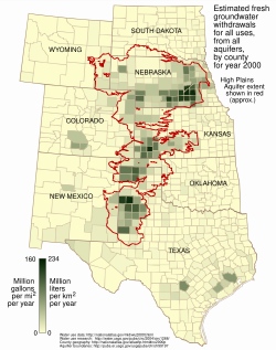 Groundwater withdrawal rates from the Ogallala Aquifer in the Central United States