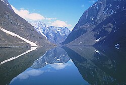 Sognefjord in Norway, the longest fjord in Norway,[28] is a popular tourist attraction