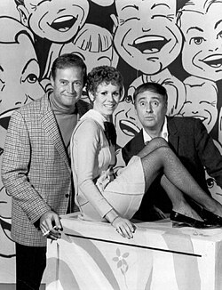 Rowan and Martin with Judy Carne in 1967