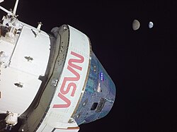Earth and the Moon as seen from cislunar space on the 2022 Artemis 1 mission