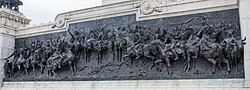Very high relief at the Monument to the Independence of Brazil in São Paulo; derivative representation of Pedro Américo's 1888 painting Independence or Death