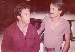 Hoffman (left) on the set of Lenny in 1974