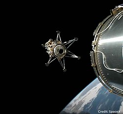 Nova-C lunar lander drifts away from Falcon 9's second stage after deployment in orbit