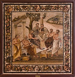 Plato's Academy mosaic in the villa of T. Siminius Stephanus in Pompeii, around 100 BC to 100 CE
