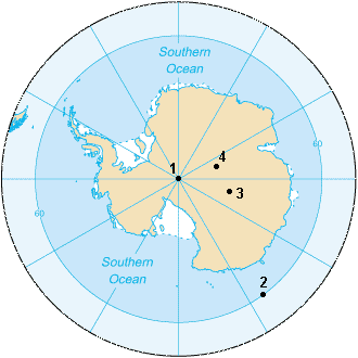 South Geographic PoleSouth Magnetic Pole (2007)South Geomagnetic Pole (2005)South pole of inaccessibility