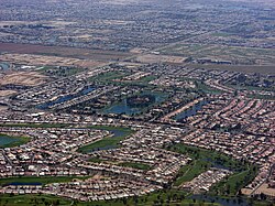 A typical suburban development in the United States, located in Chandler, Arizona