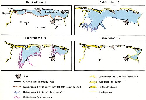 Maps of transgression and regression at the Belgian coast