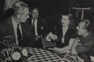 From left to right: Walter Wanger, screenwriter Dudley Nichols, Joan Bennett, and Fritz Lang.