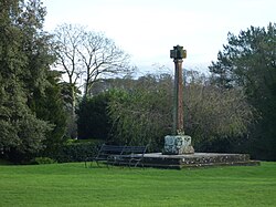 Cross on the village green at Wetheral, originating in a maypole set up in 1814 by Henry Howard[7]