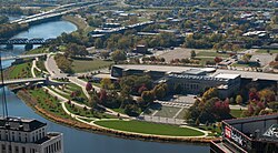 The Scioto Mile includes nine parks along both banks of the Scioto River between downtown Columbus and Franklinton.