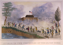 Attack of the Seminoles on the blockhouse in December 1835