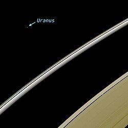 Uranus as seen from the Cassini spacecraft at Saturn