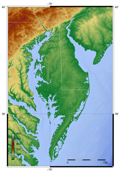 Topography of Delmarva Peninsula