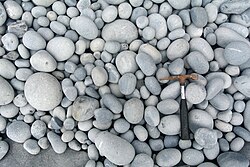 Beach cobbles at Nash Point, South Wales