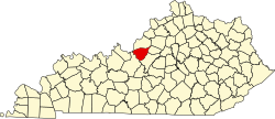 Location of Bullitt County, Kentucky
