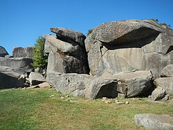 Diabase boulders at Devil's Den on the Gettysburg Battlefield, Pennsylvania, US