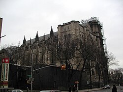 Seen from the north in 2005, with scaffolding still on the southern tower