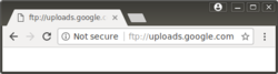 Google Chrome browser accessing an FTP server, showing the ftp:// in the URL bar