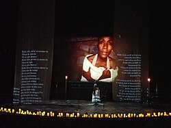 A moment from the 2023 performance of the play at Cornell University featuring Rokia Traoré.