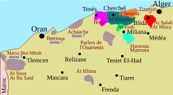 Linguistic map of western Algeria showing Berber-speaking areas