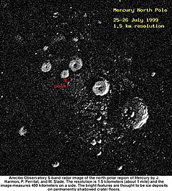 Radar image of Mercury's north pole.