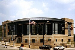 The Nathaniel R. Jones Federal Building and U.S. Courthouse was built during an era of new downtown construction in the early 2000s.