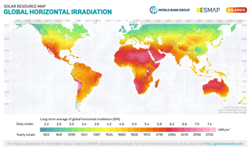 Global map of horizontal irradiation[5]
