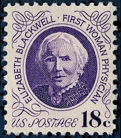 Blackwell was commemorated on a U.S. postage stamp in 1974, designed by Joseph Stanley Kozlowski. Syracuse University Medical School collection.