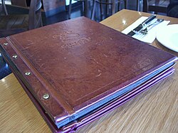 Leather bound wine list