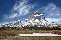 Chief Mountain is sacred to the Blackfoot. The mountain marks the boundary between the Blackfoot reservation in Montana and Glacier National Park.