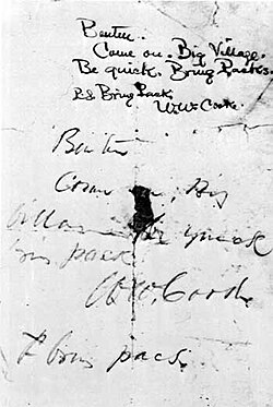Lt. Adjutant William W. Cooke's message conveying Custer's orders to Frederick Benteen, June 25, 1876. Benteen's transcription is at upper right.