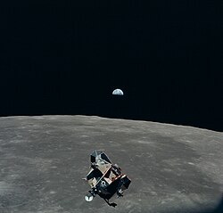 Lunar Module Eagle in lunar orbit during Apollo 11, July 1969