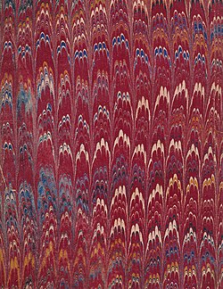 Marbled book board from a book published in London in 1872