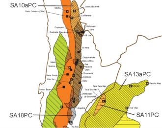 Location of the La Escondida and Chuquicamata copper mines in Chile
