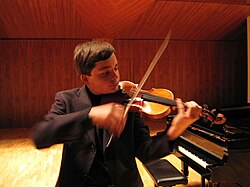 A violinist performing