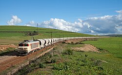 A phosphate train on its way to the port of Casablanca in Morocco.