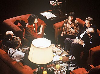 Appearing on television discussion After Dark "Counting the Cost of a Free Press" in 1991 (3rd from R)