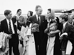 Niven with his family at Copenhagen Airport (5 August 1958)