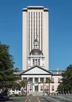 The old and new Florida State Capitol in Tallahassee
