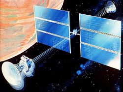 In the artistic vision, the spacecraft provides artificial gravity by spinning (1989).