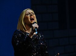 Adele performing in 2016
