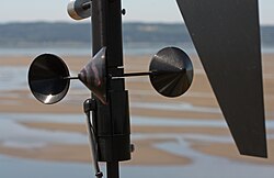 Cup-type anemometer on a remote meteorological station