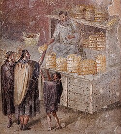 Bread stall, from a Pompeiian wall painting