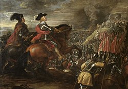 Battle of Nördlingen (1634). The Catholic Imperial army, bolstered by professional Habsburg Spanish troops won a great victory in the battle over the combined Protestant armies of Sweden and their German allies
