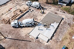 Pouring a concrete foundation