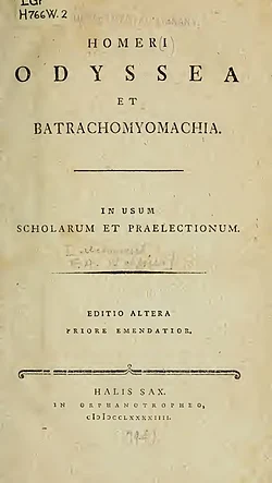 1794 student edition of the Odyssey including the Batrachomyomachia